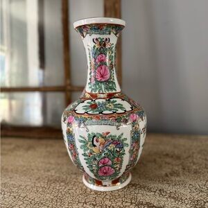Vibrant Pink and Green Floral Accented Vase